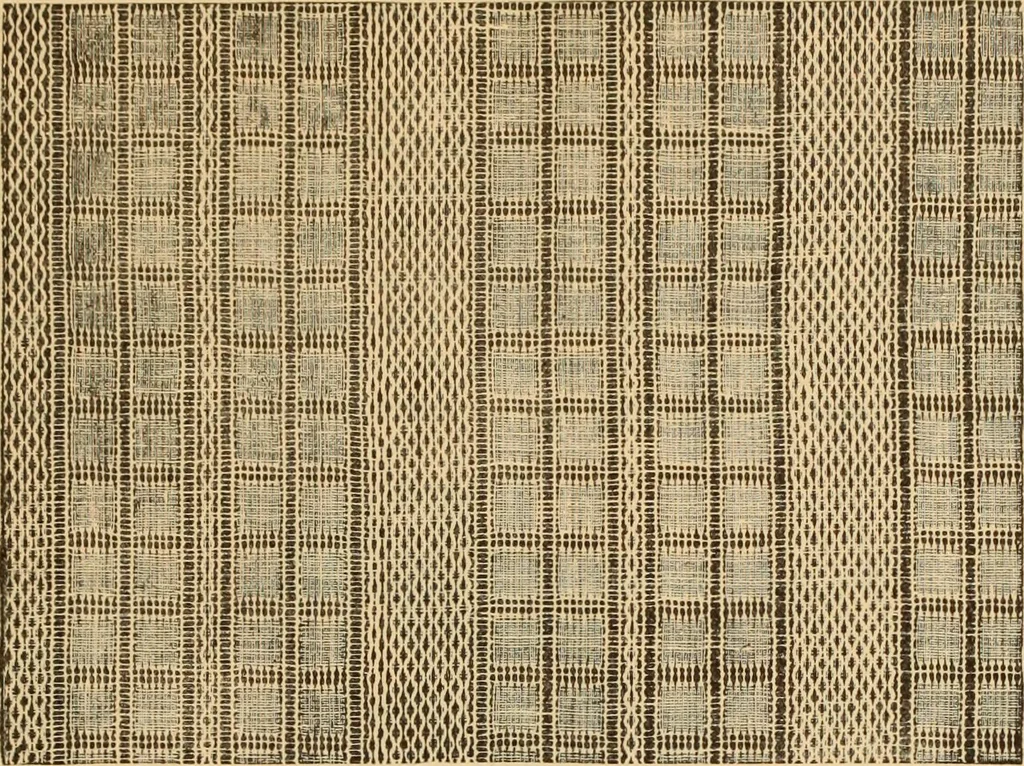 An illustration from Technology of textile design. Being a practical treatise on the construction and application of weaves for all textile fabrics, with minute reference to the latest inventions for weaving. Containing also an appendix showing the analysis and giving the calculations necessary for the manufacture of the various textile fabrics, 1889, leaf 242