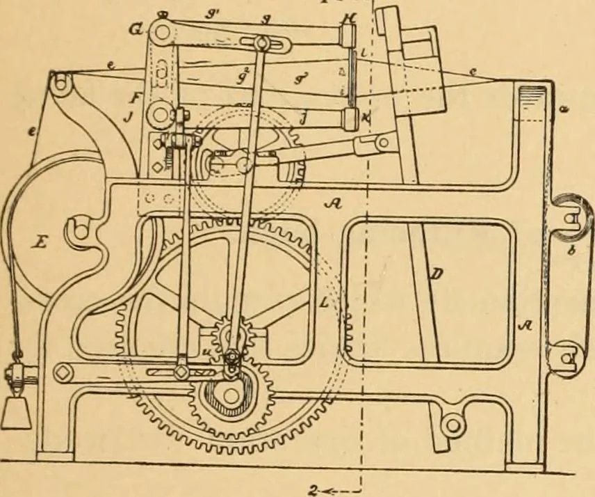 An illustration from Technology of textile design. Being a practical treatise on the construction and application of weaves for all textile fabrics, with minute reference to the latest inventions for weaving. Containing also an appendix showing the analysis and giving the calculations necessary for the manufacture of the various textile fabrics, 1889, leaf 250