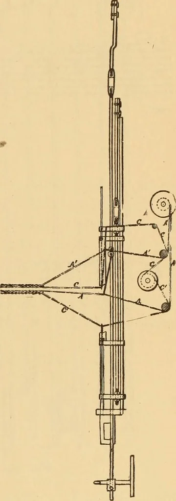 An illustration from Technology of textile design. Being a practical treatise on the construction and application of weaves for all textile fabrics, with minute reference to the latest inventions for weaving. Containing also an appendix showing the analysis and giving the calculations necessary for the manufacture of the various textile fabrics, 1889, leaf 254