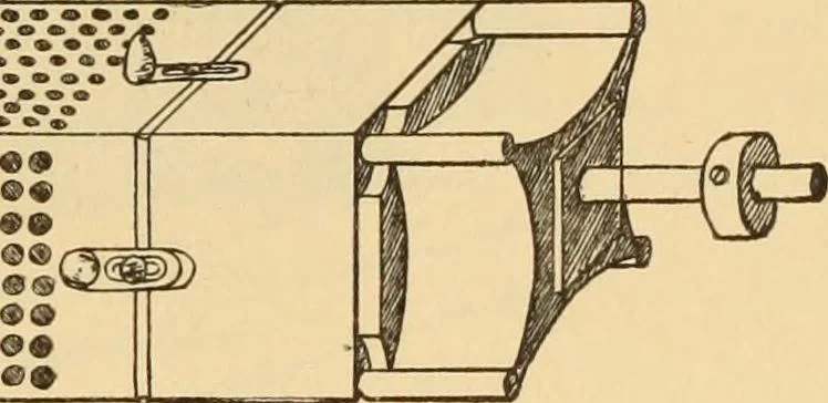 An illustration from Technology of textile design. Being a practical treatise on the construction and application of weaves for all textile fabrics, with minute reference to the latest inventions for weaving. Containing also an appendix showing the analysis and giving the calculations necessary for the manufacture of the various textile fabrics, 1889, leaf 256