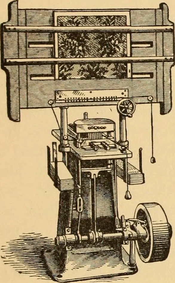 An illustration from Technology of textile design. Being a practical treatise on the construction and application of weaves for all textile fabrics, with minute reference to the latest inventions for weaving. Containing also an appendix showing the analysis and giving the calculations necessary for the manufacture of the various textile fabrics, 1889, leaf 258