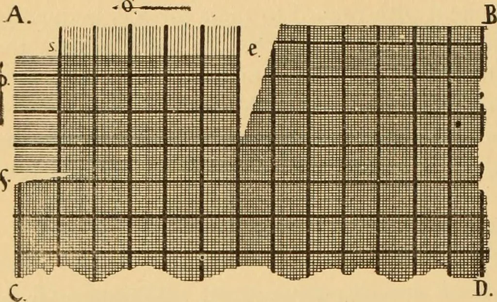 An illustration from Technology of textile design. Being a practical treatise on the construction and application of weaves for all textile fabrics, with minute reference to the latest inventions for weaving. Containing also an appendix showing the analysis and giving the calculations necessary for the manufacture of the various textile fabrics, 1889, leaf 265