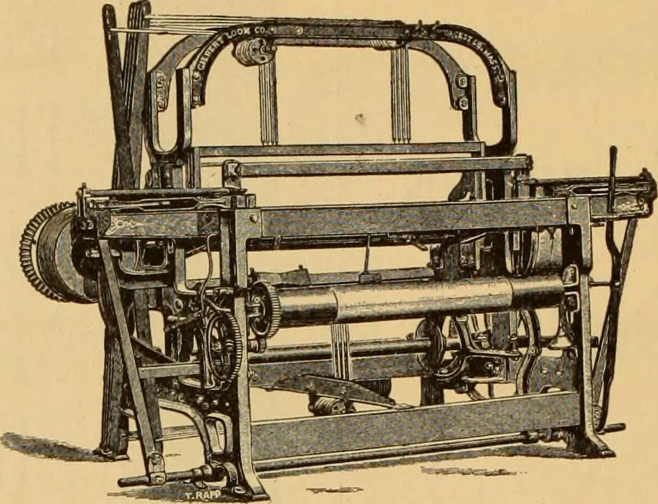 An illustration from Technology of textile design. Being a practical treatise on the construction and application of weaves for all textile fabrics, with minute reference to the latest inventions for weaving. Containing also an appendix showing the analysis and giving the calculations necessary for the manufacture of the various textile fabrics, 1889, leaf 303
