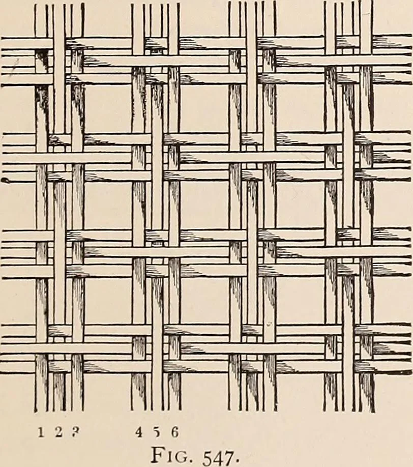 An illustration from Technology of textile design. A practical treatise on the construction and application of weaves for all textile fabrics... Containing also an appendix describing all the latest methods and improvements in designing and manufacturing, 1890, leaf 116