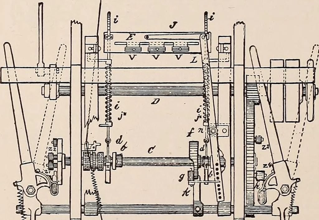 An illustration from Technology of textile design. A practical treatise on the construction and application of weaves for all textile fabrics... Containing also an appendix describing all the latest methods and improvements in designing and manufacturing, 1890, leaf 125