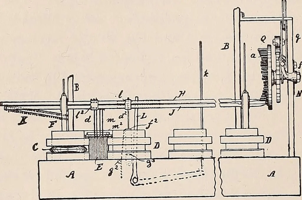 An illustration from Technology of textile design. A practical treatise on the construction and application of weaves for all textile fabrics... Containing also an appendix describing all the latest methods and improvements in designing and manufacturing, 1890, leaf 137
