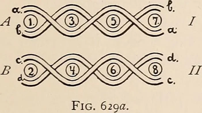 An illustration from Technology of textile design. A practical treatise on the construction and application of weaves for all textile fabrics... Containing also an appendix describing all the latest methods and improvements in designing and manufacturing, 1890, leaf 142