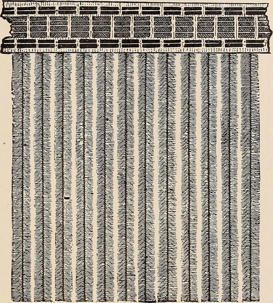 An illustration from Technology of textile design. A practical treatise on the construction and application of weaves for all textile fabrics... Containing also an appendix describing all the latest methods and improvements in designing and manufacturing, 1890, leaf 176