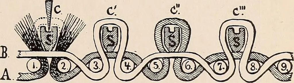An illustration from Technology of textile design. A practical treatise on the construction and application of weaves for all textile fabrics... Containing also an appendix describing all the latest methods and improvements in designing and manufacturing, 1890, leaf 184