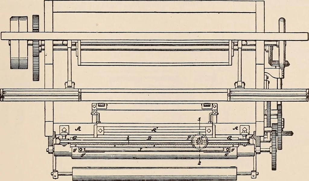 An illustration from Technology of textile design. A practical treatise on the construction and application of weaves for all textile fabrics... Containing also an appendix describing all the latest methods and improvements in designing and manufacturing, 1890, leaf 214