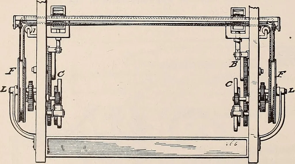 An illustration from Technology of textile design. A practical treatise on the construction and application of weaves for all textile fabrics... Containing also an appendix describing all the latest methods and improvements in designing and manufacturing, 1890, leaf 215