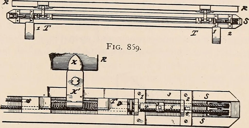 An illustration from Technology of textile design. A practical treatise on the construction and application of weaves for all textile fabrics... Containing also an appendix describing all the latest methods and improvements in designing and manufacturing, 1890, leaf 216