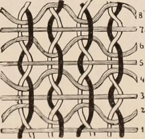 An illustration from Technology of textile design. A practical treatise on the construction and application of weaves for all textile fabrics... Containing also an appendix describing all the latest methods and improvements in designing and manufacturing, 1890, leaf 246
