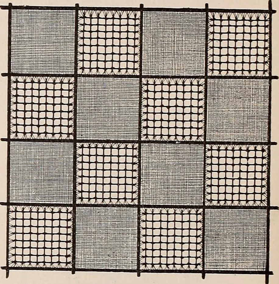 An illustration from Technology of textile design. A practical treatise on the construction and application of weaves for all textile fabrics... Containing also an appendix describing all the latest methods and improvements in designing and manufacturing, 1890, leaf 249