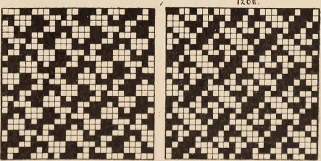 An illustration from Technology of textile design. A practical treatise on the construction and application of weaves for all textile fabrics... Containing also an appendix describing all the latest methods and improvements in designing and manufacturing, 1890, leaf 290