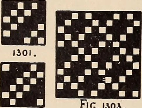 An illustration from Technology of textile design. A practical treatise on the construction and application of weaves for all textile fabrics... Containing also an appendix describing all the latest methods and improvements in designing and manufacturing, 1890, leaf 310