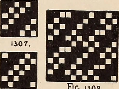 An illustration from Technology of textile design. A practical treatise on the construction and application of weaves for all textile fabrics... Containing also an appendix describing all the latest methods and improvements in designing and manufacturing, 1890, leaf 310
