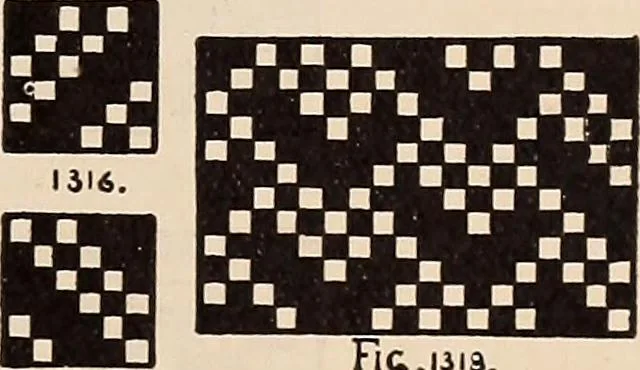 An illustration from Technology of textile design. A practical treatise on the construction and application of weaves for all textile fabrics... Containing also an appendix describing all the latest methods and improvements in designing and manufacturing, 1890, leaf 310