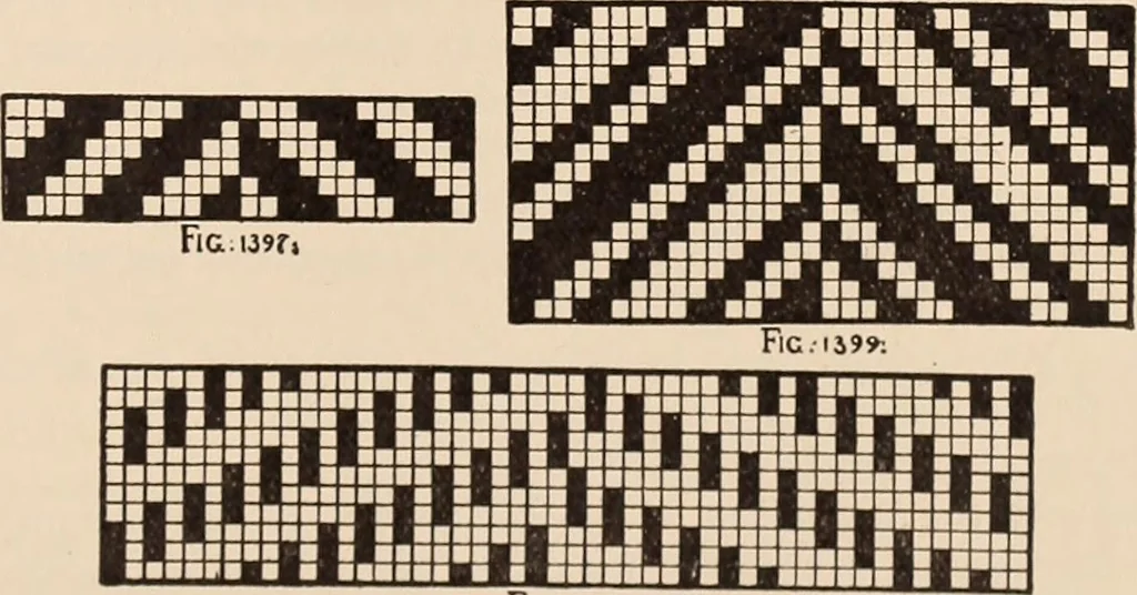 An illustration from Technology of textile design. A practical treatise on the construction and application of weaves for all textile fabrics... Containing also an appendix describing all the latest methods and improvements in designing and manufacturing, 1890, leaf 324
