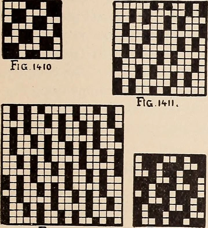 An illustration from Technology of textile design. A practical treatise on the construction and application of weaves for all textile fabrics... Containing also an appendix describing all the latest methods and improvements in designing and manufacturing, 1890, leaf 326