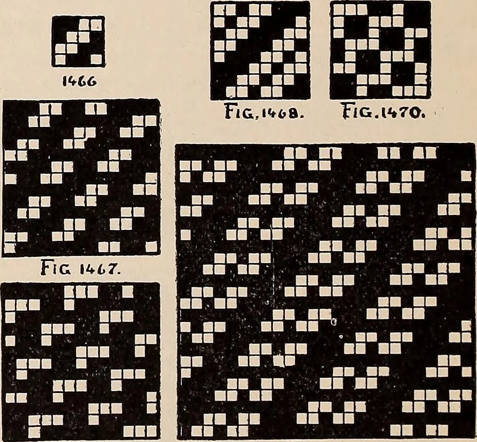 An illustration from Technology of textile design. A practical treatise on the construction and application of weaves for all textile fabrics... Containing also an appendix describing all the latest methods and improvements in designing and manufacturing, 1890, leaf 331
