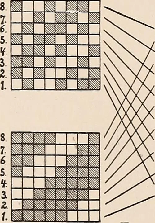 An illustration from Technology of textile design. A practical treatise on the construction and application of weaves for all textile fabrics... Containing also an appendix describing all the latest methods and improvements in designing and manufacturing, 1890, leaf 80