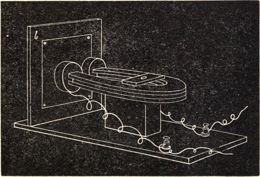 An illustration from The telephone: an account of the phenomena of electricity, magnetism, and sound, as involved in its action, 1877, leaf 128