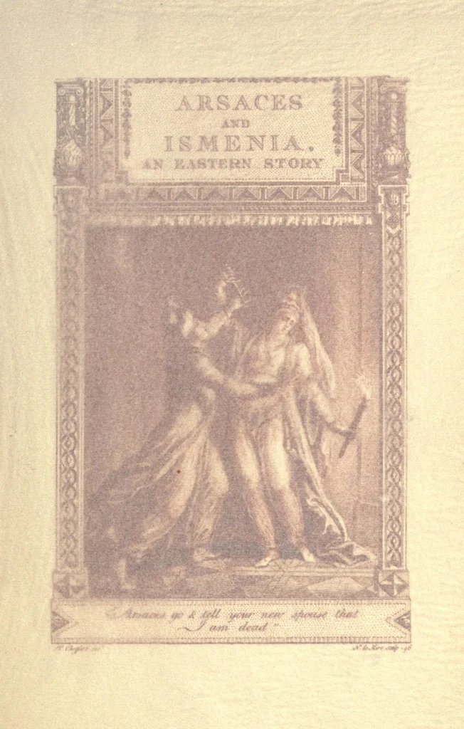 An illustration from The temple of Gnidus; followed by Cephisa and Cupid, and Arsaces and Ismenia, leaf 117