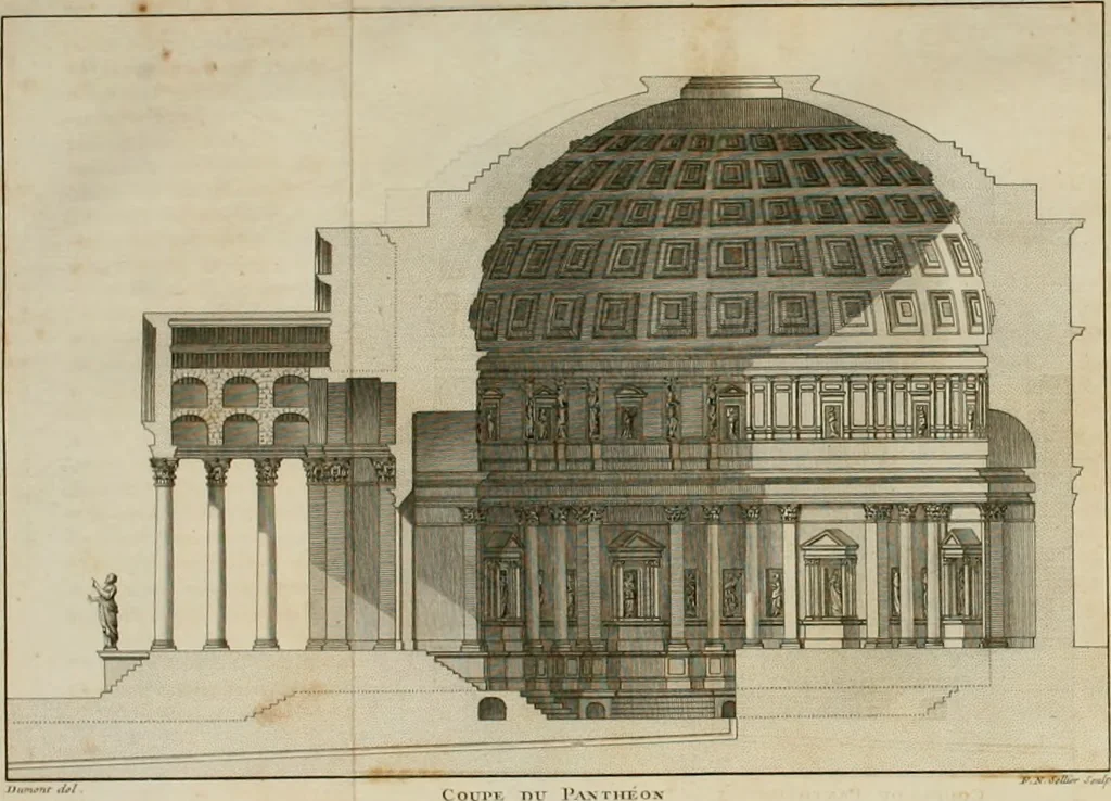 An illustration from Temples anciens et modernes, ou, Observations historiques et critiques sur les plus célèbres monumens d'architecture greque et gothique, 1774, leaf 105