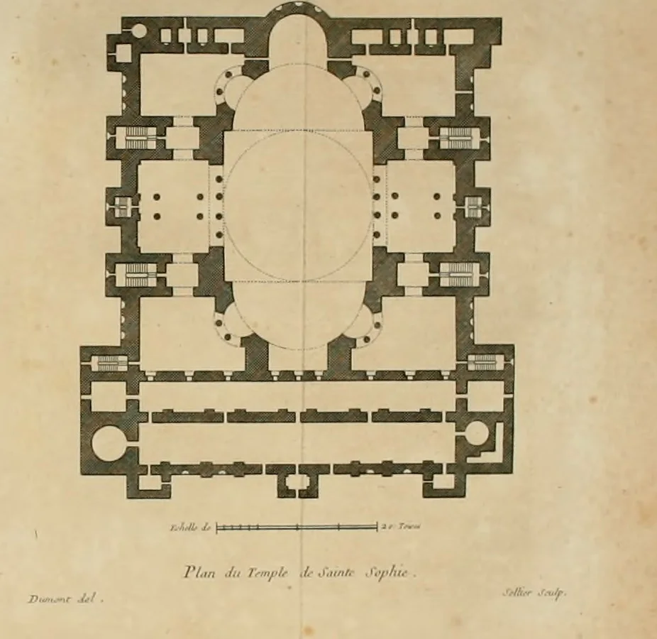 An illustration from Temples anciens et modernes, ou, Observations historiques et critiques sur les plus célèbres monumens d'architecture greque et gothique, 1774, leaf 196