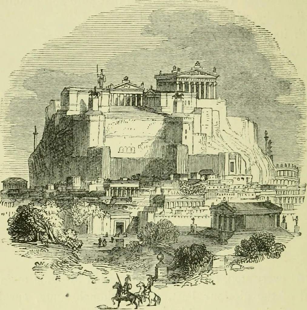 An illustration from Temples, tombs, and monuments of ancient Greece and Rome. A description and a history of some of the most remarkable memorials of classical architecture, 1871, leaf 17