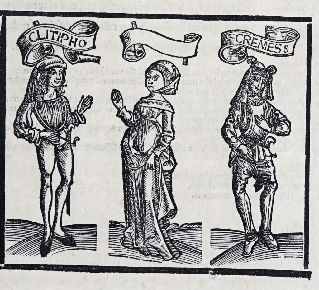An illustration from Terenti[us] : cũ directorio vocabulorũ, sententiarũ, artis comice : glosa ĩterlineali : comẽtarijs Donato, Gvidone, Ascensio, leaf 181
