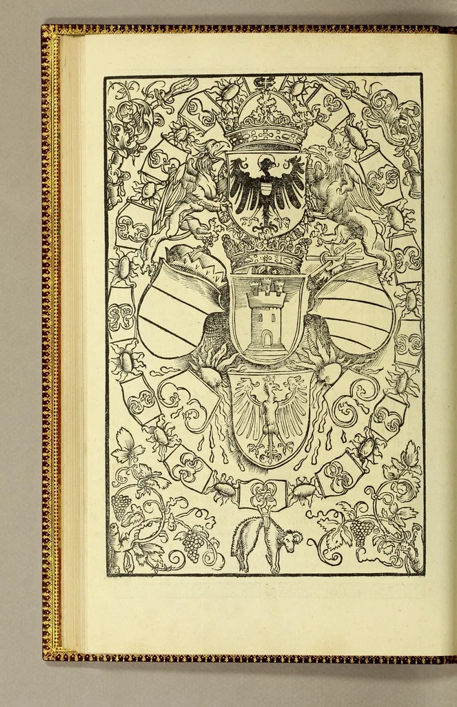 An illustration from Tertia Ferdina[n]di Cortesii Sac. Caesar. et Cath. Maiesta. in nova maris oceani Hyspania generalis præfecti p[rae]clara narratio, : in qua celebris ciuitatis Temixtitan expugnatio, aliaru[m]q[ue] prouintiaru[m], qu[a]e defecerant recuperatio continetur, in quaru[m] expugnatione, recuperatione q[ue] præfectus, una cum Hyspanis victorias æterna memoria dignas consequutus est, pr[a]eterea in ea Mare del Sur Cortesium detexisse rece[n]set[er], quod nos Australe Indicu[m] Pelagus putam[us], [et] alias innumeras prouintias aurifodinis, unionibus, variisq[ue] Gemmarum generibus refertas, et postremo illis innotuisse in eis quoq[ue] aromata contineri,, 1524, leaf 8