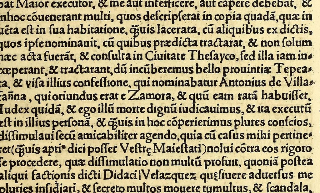 An illustration from Tertia Ferdina[n]di Cortesii Sac. Caesar. et Cath. Maiesta. in nova maris oceani Hyspania generalis præfecti p[rae]clara narratio, : in qua celebris ciuitatis Temixtitan expugnatio, aliaru[m]q[ue] prouintiaru[m], qu[a]e defecerant recuperatio continetur, in quaru[m] expugnatione, recuperatione q[ue] præfectus, una cum Hyspanis victorias æterna memoria dignas consequutus est, pr[a]eterea in ea Mare del Sur Cortesium detexisse rece[n]set[er], quod nos Australe Indicu[m] Pelagus putam[us], [et] alias innumeras prouintias aurifodinis, unionibus, variisq[ue] Gemmarum generibus refertas, et postremo illis innotuisse in eis quoq[ue] aromata contineri,, 1524, leaf 113