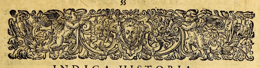 An illustration from Tertia pars Indiae Orientalis: qua continentur I. Secunda pars nauigationum à Ioanne Hugone Lintschotano Hollando in Orientem susceptarum; & maximè situs illarum regionum, & in his insularum, fluminum, riparum, portuum, &c. tum in transitu, tum ipsa India sitorum: vbi iuxta etiam vniuersa, quae autor illic, & postea in reditu versus Hollandiam vidit & notauit, diligenter designantur. : II. Nauigatio Hollandorum in insulas Orientales, Iavan & Sumatram: vbi pariter de moribus, vita, & religione incolarum quaedam haud iniucunda traduntur. III. Tres nauigationes Hollandorum in modò dictam Indiam per septentrionalem seu glacialem oceanum, vbi mira quaedam & stupenda denarrantur., 1601, leaf 77
