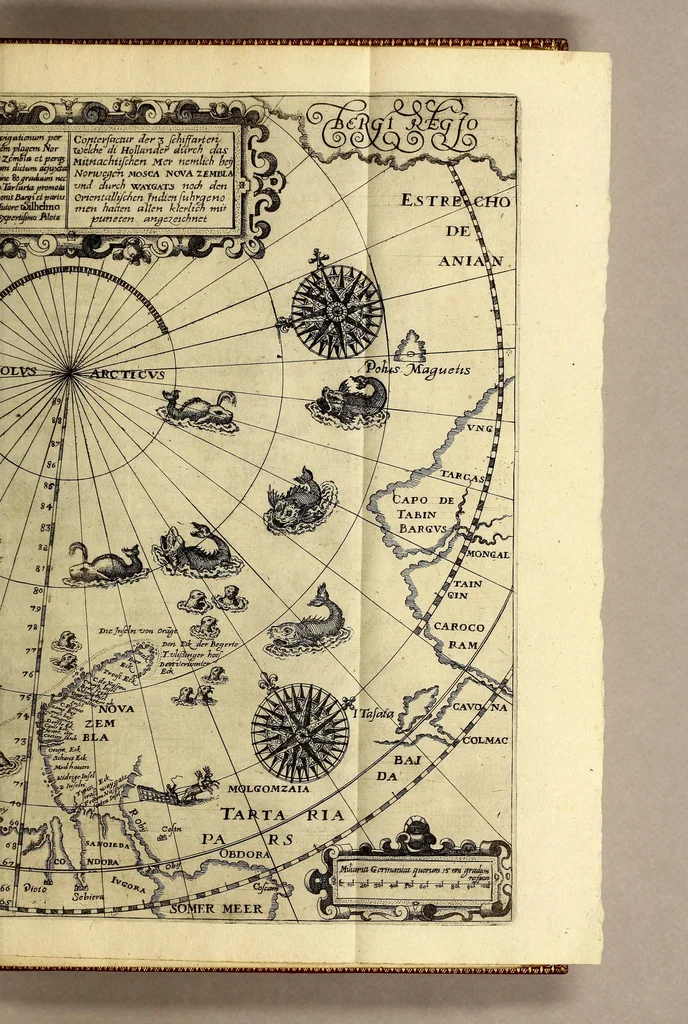 An illustration from Tertia pars Indiae Orientalis: qua continentur I. Secunda pars nauigationum à Ioanne Hugone Lintschotano Hollando in Orientem susceptarum; & maximè situs illarum regionum, & in his insularum, fluminum, riparum, portuum, &c. tum in transitu, tum ipsa India sitorum: vbi iuxta etiam vniuersa, quae autor illic, & postea in reditu versus Hollandiam vidit & notauit, diligenter designantur. : II. Nauigatio Hollandorum in insulas Orientales, Iauan & Sumatram: vbi pariter de morbius, vita, & religione incolarum quaedam haud iniucunda traduntur. III. Tres nauigationes Hollandorum in modò dictam Indiam per septentrionalem seu glacialem oceanum, vbi mira quaedam & stupenda denarrantur., 1601, leaf 167