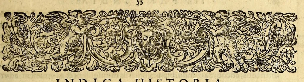 An illustration from Tertia pars Indiae Orientalis: qua continentur I. Secunda pars nauigationum à Ioanne Hugone Lintschotano Hollando in Orientem susceptarum; & maximè situs illarum regionum, & in his insularum, fluminum, riparum, portuum, &c. tum in transitu, tum ipsa India sitorum: vbi iuxta etiam vniuersa, quae autor illic, & postea in reditu versus Hollandiam vidit & notauit, diligenter designantur. : II. Nauigatio Hollandorum in insulas Orientales, Iauan & Sumatram: vbi pariter de morbius, vita, & religione incolarum quaedam haud iniucunda traduntur. III. Tres nauigationes Hollandorum in modò dictam Indiam per septentrionalem seu glacialem oceanum, vbi mira quaedam & stupenda denarrantur., 1601, leaf 87