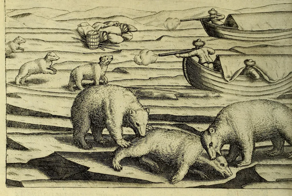 An illustration from Tertia pars Indiae Orientalis: qua continentur I. Secunda pars nauigationum à Ioanne Hugone Lintschotano Hollando in Orientem susceptarum; & maximè situs illarum regionum, & in his insulàrum, fluminum, riparum, portuum, &c. tum in transitu, tum ipsa India sitorum: vbi iuxta etiam vniuersa, quae autor illic, & postea in reditu versus Hollandiam vidit & notauit, diligenter designantur. : II. Nauigatio Hollandorum in insulas Orientales, Iauan & Svmatram: vbi pariter de morbius, vita, & religione incolarum quaedam haud iniucunda traduntur. III. Tres nauigationes Hollandorum in modo dictam Indiam per septentrionalem seu glacialem oceanum, vbi mira quaedam & stupenda denarrantur. Quibus iam de nouo accesserunt aliae de anno M.D.XVIII. vsq[ue] M.D.C.XXIX. historiae memorabiles, & notatu dignissimae., 1629, leaf 218