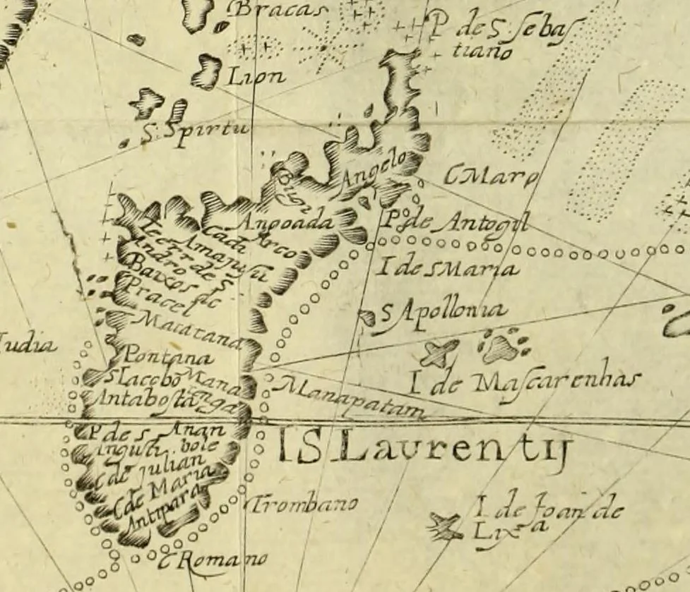 An illustration from Tertia pars Indiae Orientalis: qua continentur I. Secunda pars nauigationum à Ioanne Hugone Lintschotano Hollando in Orientem susceptarum; & maximè situs illarum regionum, & in his insulàrum, fluminum, riparum, portuum, &c. tum in transitu, tum ipsa India sitorum: vbi iuxta etiam vniuersa, quae autor illic, & postea in reditu versus Hollandiam vidit & notauit, diligenter designantur. : II. Nauigatio Hollandorum in insulas Orientales, Iauan & Svmatram: vbi pariter de morbius, vita, & religione incolarum quaedam haud iniucunda traduntur. III. Tres nauigationes Hollandorum in modo dictam Indiam per septentrionalem seu glacialem oceanum, vbi mira quaedam & stupenda denarrantur. Quibus iam de nouo accesserunt aliae de anno M.D.XVIII. vsq[ue] M.D.C.XXIX. historiae memorabiles, & notatu dignissimae., 1629, leaf 64