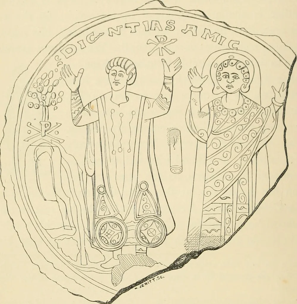 An illustration from The testimony of the catacombs and of other monuments of Christian art : from the second to the eighteenth century, concerning questions of doctrine now disupted in the Church, 1870, leaf 27