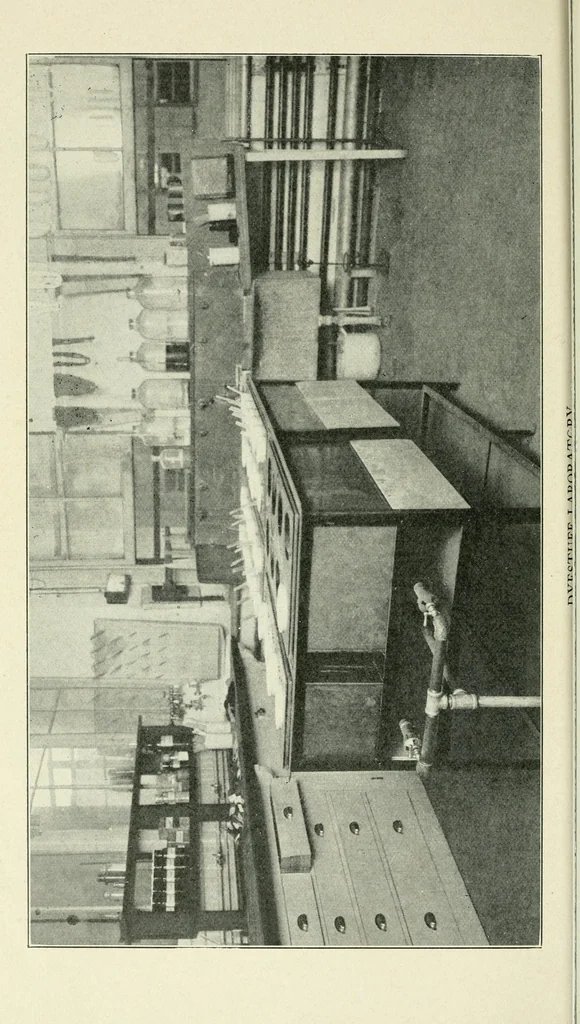 An illustration from Tests analyses and research : instruments and textile storage : useful tables and publications, 1923, leaf 36