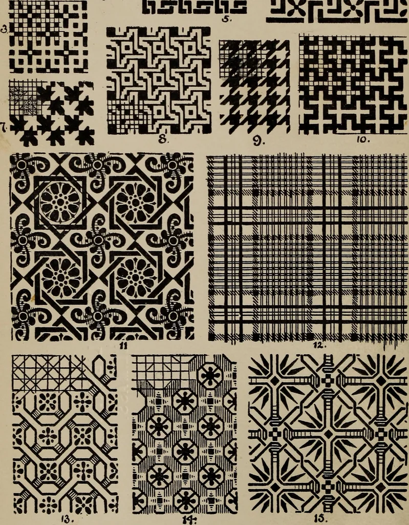 An illustration from A text book dealing with ornamental design for woven fabrics, 1897, leaf 33
