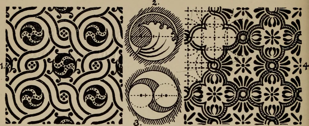 An illustration from A text book dealing with ornamental design for woven fabrics, 1897, leaf 47