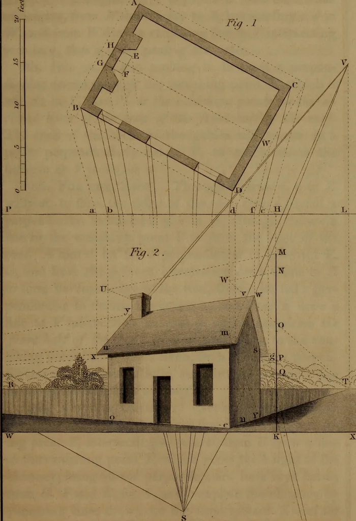 An illustration from A text book of geometrical drawing : abridged from the octavo edition : for the use of schools in which the definitions and rules of geometry are familiarly explained, the practical problems are arranged from the most simple to the more complex, and in their description technicalities are avoided as much as possible : with an introduction to isometrical drawing : and an essay on linear perspective and shadows ..., 1849, leaf 226