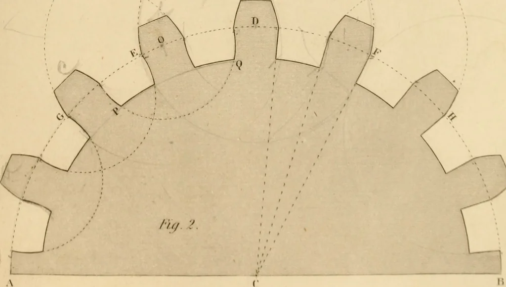 An illustration from A text book of geometrical drawing, for the use of mechanics and schools, in which the definitions and rules of geometry are familiarly explained, 1849, leaf 152