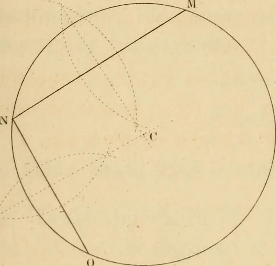 An illustration from A text book of geometrical drawing, for the use of mechanics and schools, in which the definitions and rules of geometry are familiarly explained, 1849, leaf 44