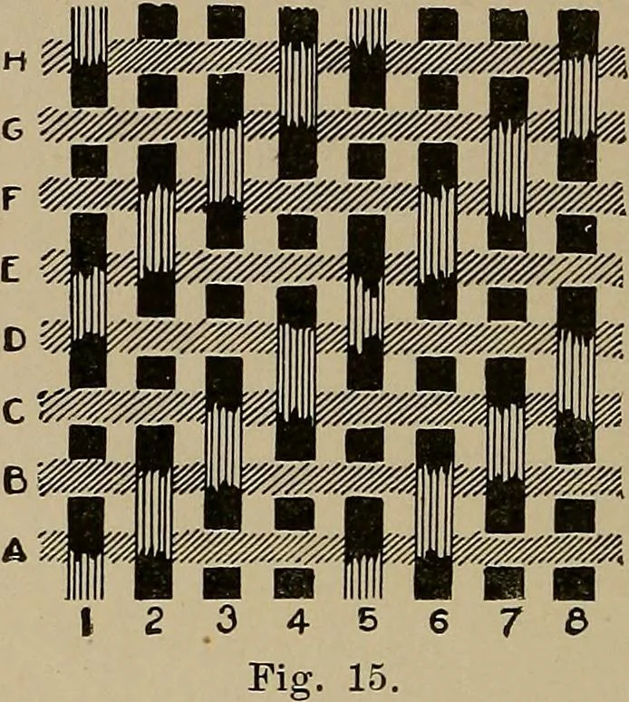 An illustration from Textile design; a working manual of approved practice in all details of the art of designing the various kinds of textile fabrics, together with practical applications of the principles of textile coloring and systematic methods of cost finding, 1909, leaf 19