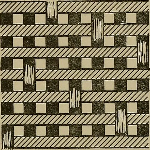 An illustration from Textile design; a working manual of approved practice in all details of the art of designing the various kinds of textile fabrics, together with practical applications of the principles of textile coloring and systematic methods of cost finding, 1909, leaf 98