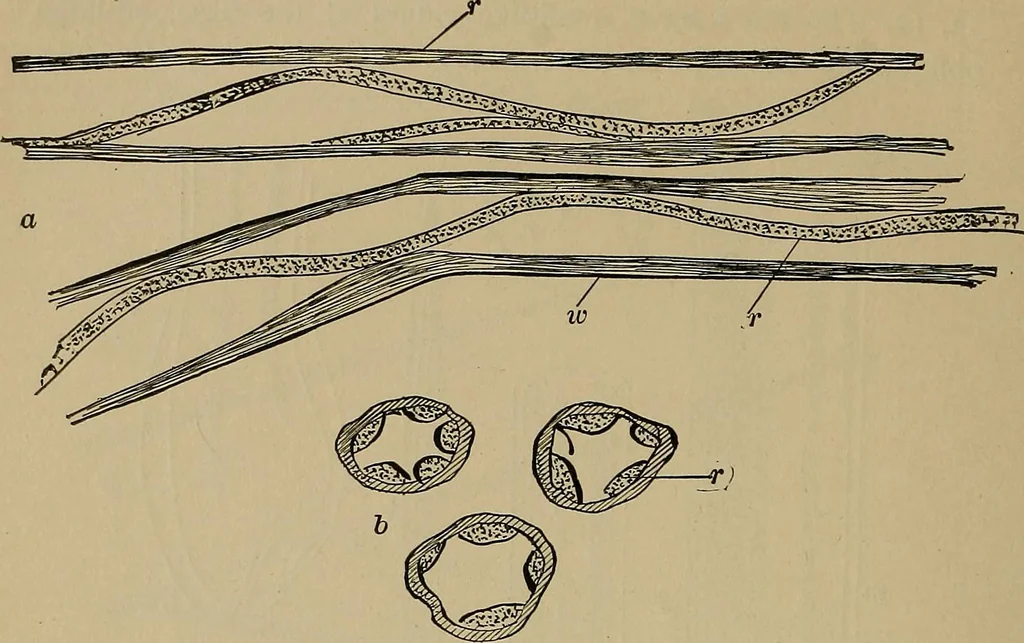 An illustration from The textile fibres; their physical, microscopical, and chemical properties, 1904, leaf 243