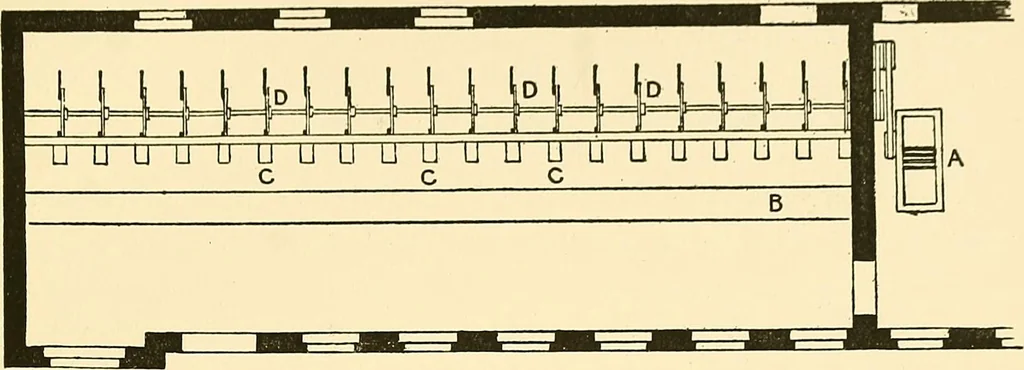 An illustration from The textile industries : a practical guide to fibres, yarns & fabrics in every branch of textile manufacture, including preparation of fibres, spinning, doubling, designing, weaving, bleaching, printing, dyeing and finishing, 1910, leaf 150